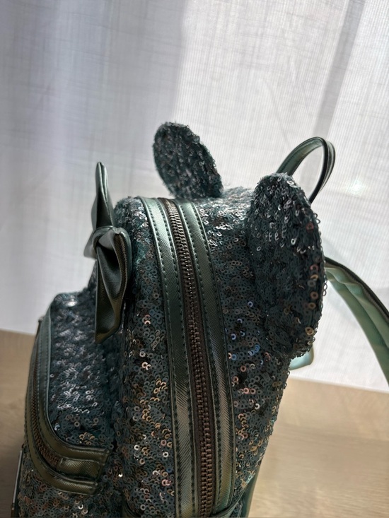 Loungefly Disney Parks Mini Backpack Mini Mouse Sequin Arendelle Aqua Blue Bag main image 9